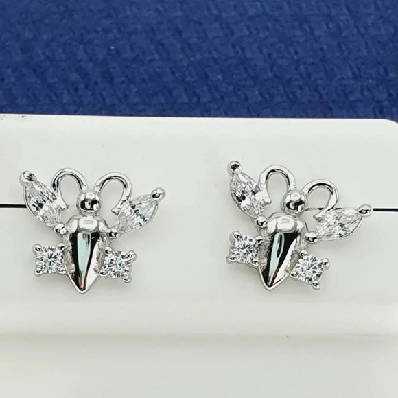 "925 Sterling Silver CZ Stud Earrings for Women/Girl, US925P1226 - Picture 1 of 10